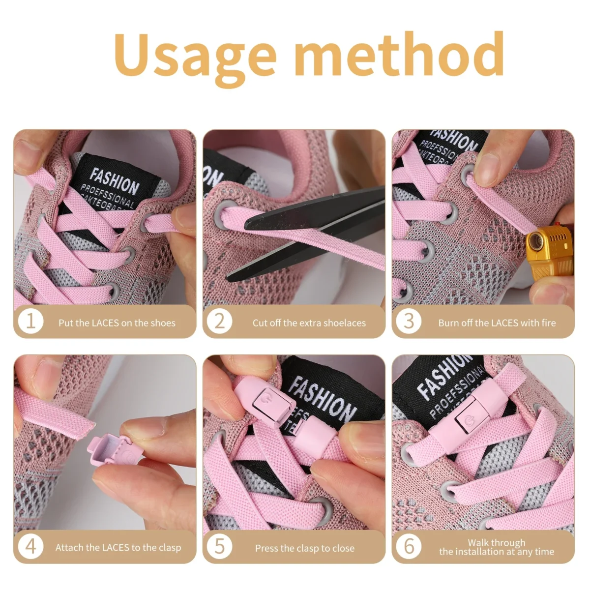 Press Lock Elastic Shoe Laces - No Tie - Image 7