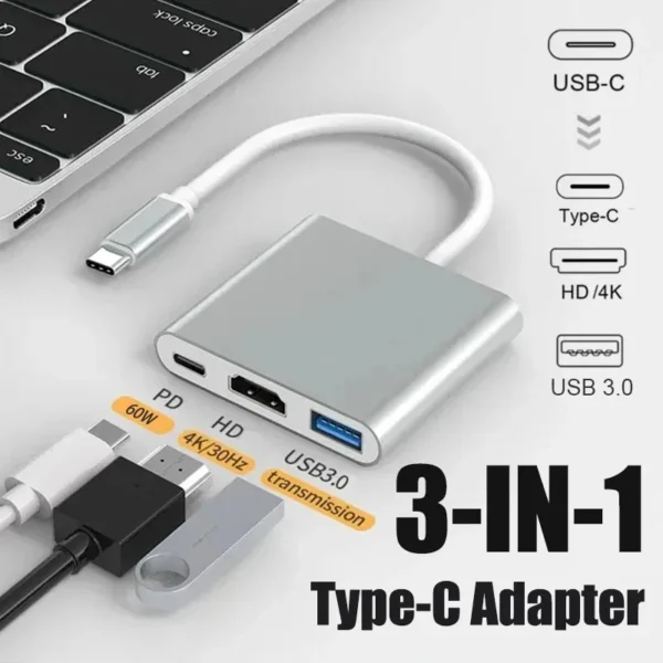 3 IN 1 USB C to HDMI-Compatible Adapter