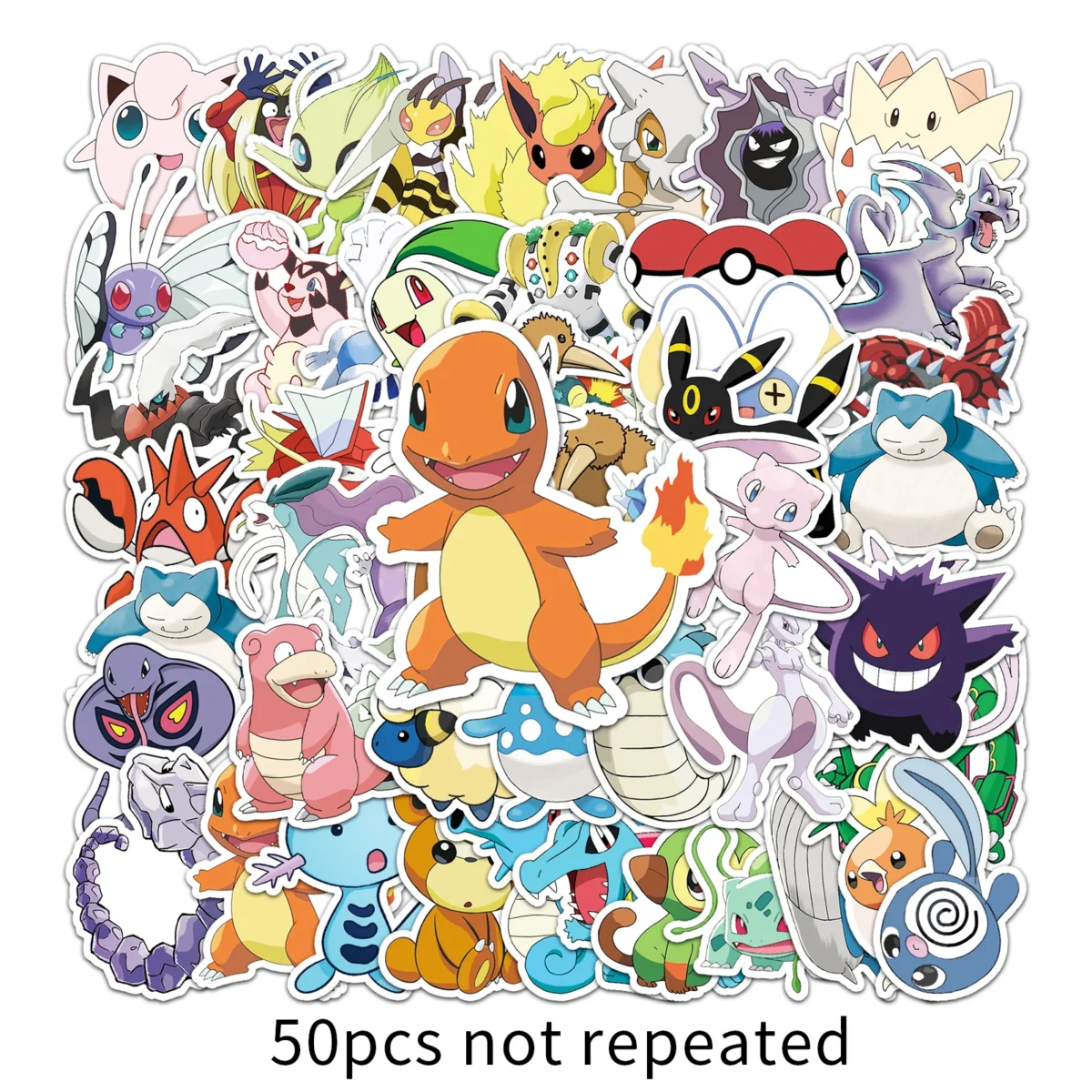 50 Piece MINISO Pokemon Waterproof Stickers DIY For Phones Laptop Car Sticker - Image 1