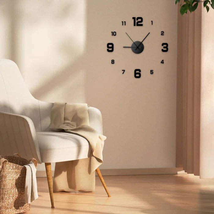 3D Creative Frameless DIY Wall Hanging Clock Wall Stickers Home Mute Digital Clock Living Room Office Wall Decoration - Image 3