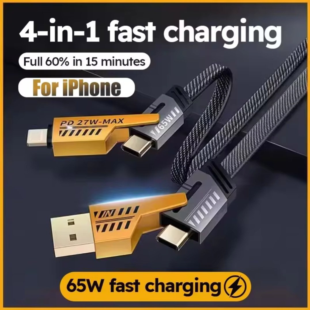 2025/11/10166.jpg 4-in-1 Fast Charging Data Cord Cable USB Type C - Image 1
