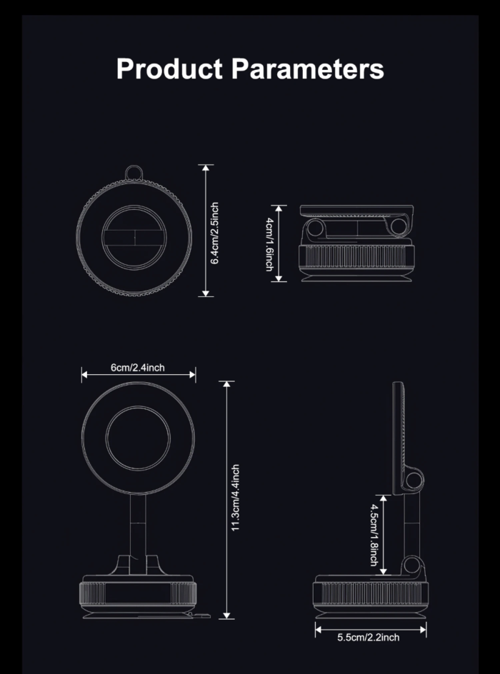 Magnetic-Silicone Vacuum Suction Bracket For Mobile Phones, Car Dashboard Rotating Holder - Image 4