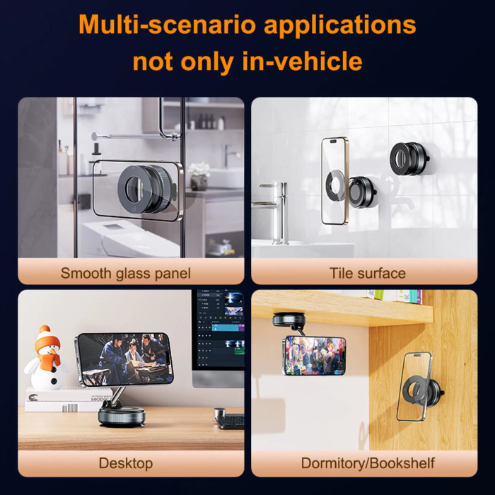 Magnetic-Silicone Vacuum Suction Bracket For Mobile Phones, Car Dashboard Rotating Holder - Image 6
