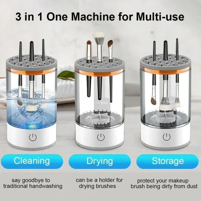 3 In 1 Automatic Electric Makeup Brush Cleaner Stand - Image 3