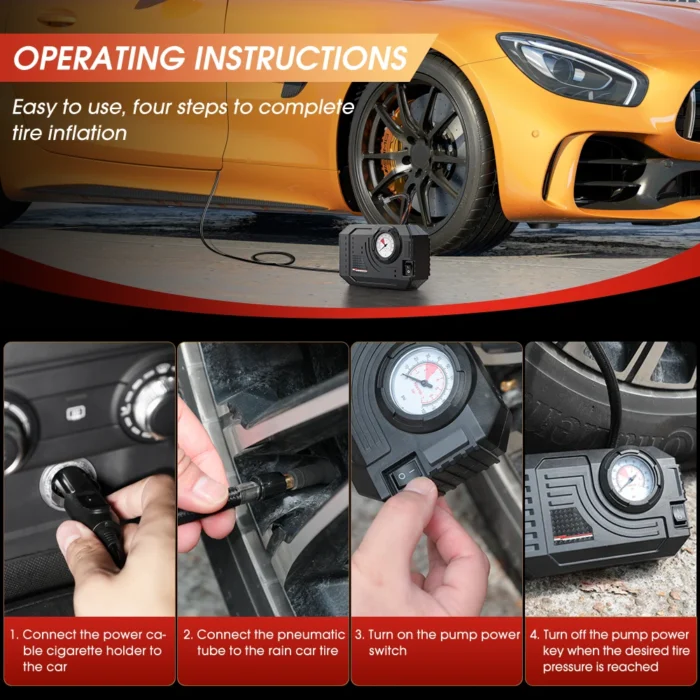 CARSUN Mini Air Pump Tire Inflator - Image 4