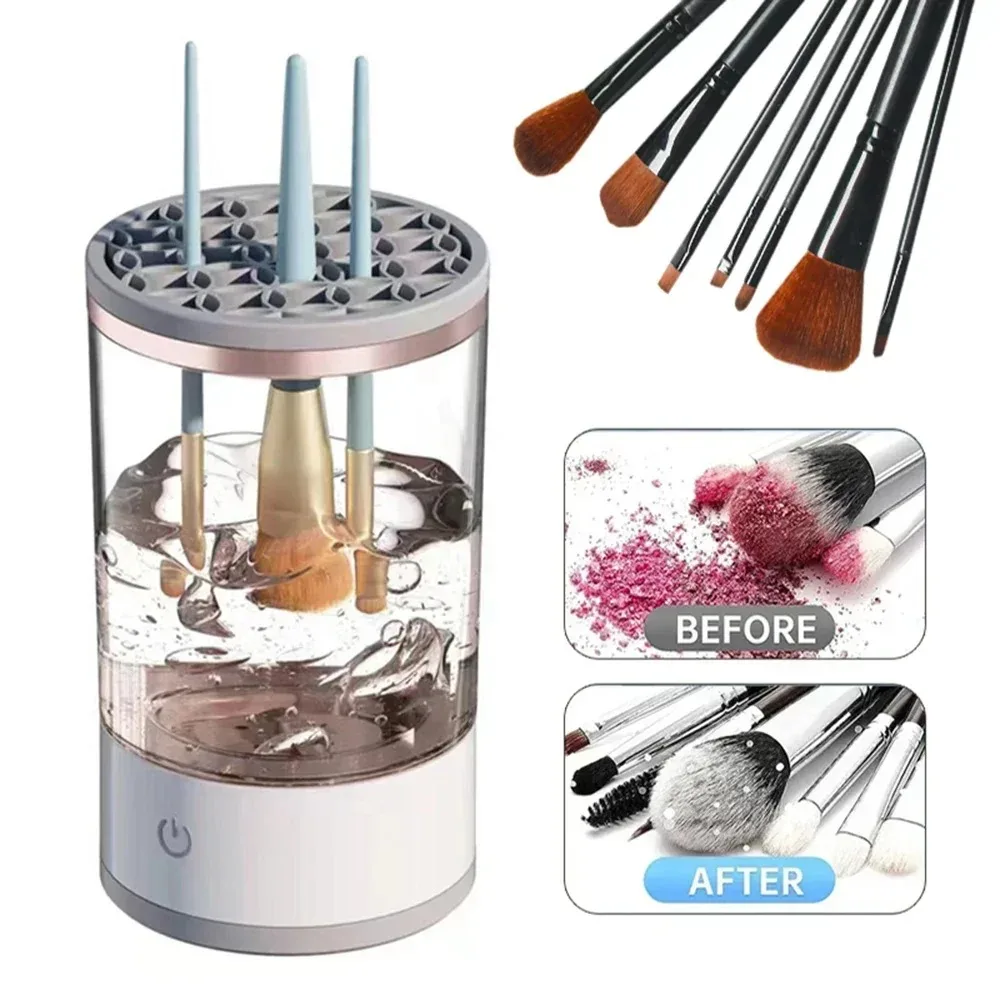 kf-Scb16416ab6754ab7a64c10c3345b1beeL 3 In 1 Automatic Electric Makeup Brush Cleaner Stand - Image 1